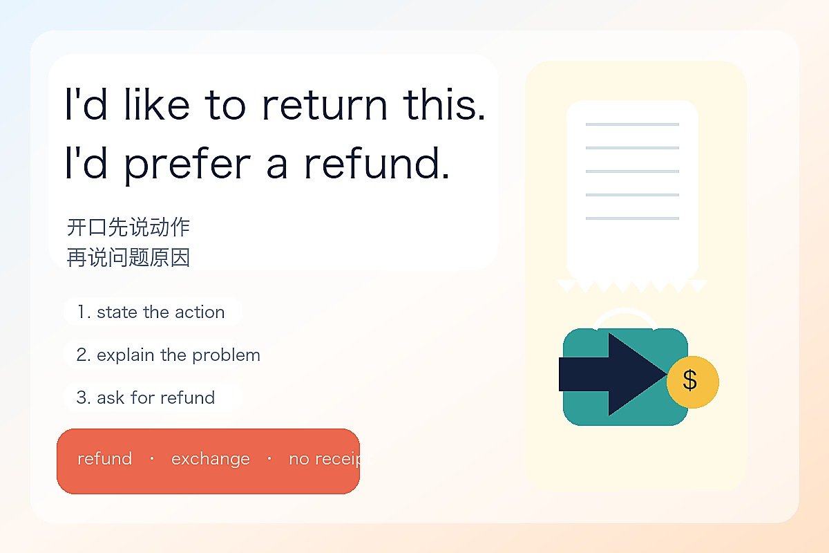 超市退货英文常用句：退货、换货、退款、没有小票