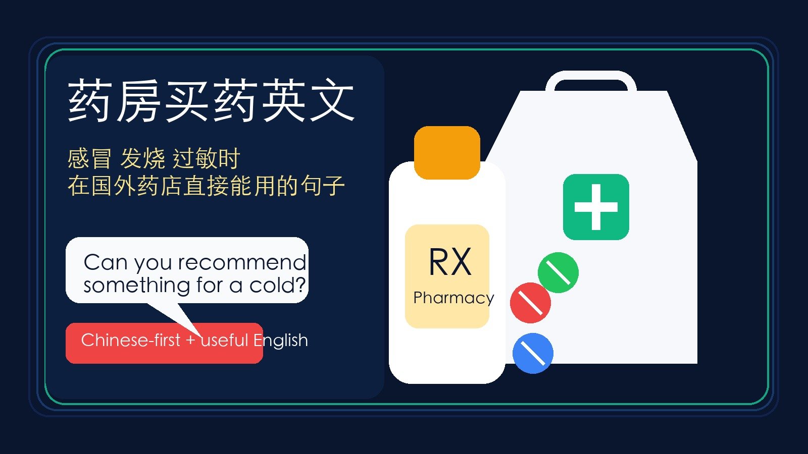 You are currently viewing 药房买药英文怎么说？感冒、发烧、过敏时在国外药店直接能用的实用句